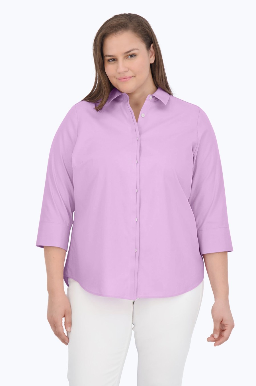 Women Foxcroft Tops | Charlie Plus Pinpoint No Iron Shirt