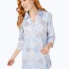 Women Foxcroft Tops | Angel Patchwork Non-Iron Tunic Blue Freesia Patchwork