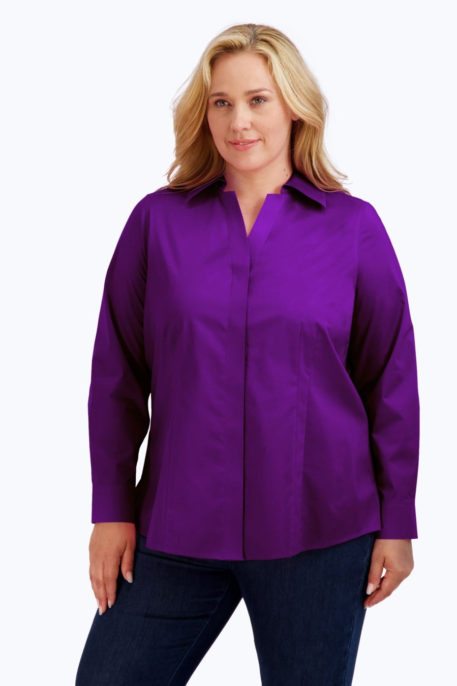 Women Foxcroft Tops | Taylor Plus Stretch No Iron Shirt