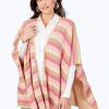 Women Foxcroft Sweaters | Multi Stripe Reversible Ruana Pink Rosato Multi Stripe