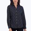 Women Foxcroft Tops | Mary No Iron Lurex Stripe Shirt